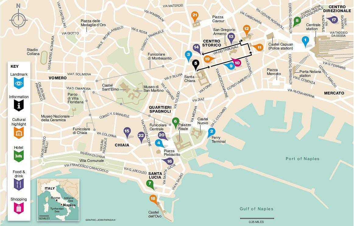 Kaart centro storico napoli