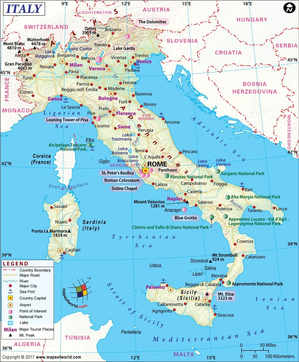 Kaart napoli itaalia ümbritsev ala
